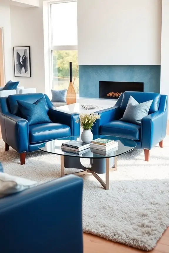 stylish blue leather chairs