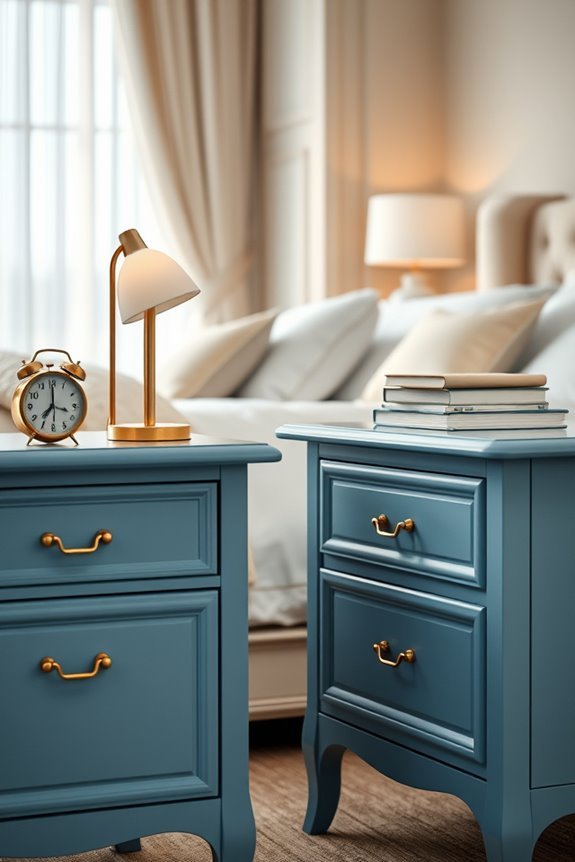 stylish blue nightstand pairs