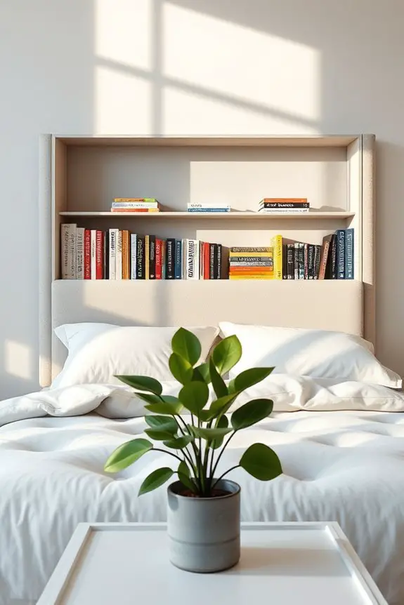 stylish bookshelf headboard design