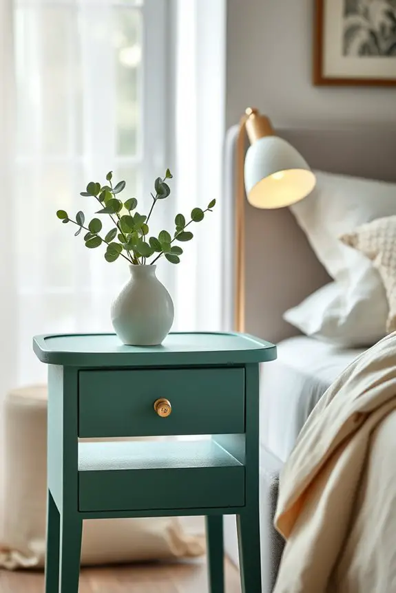 stylish bottle green bedside