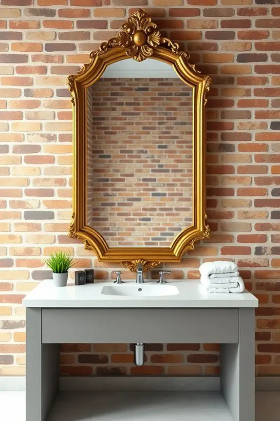 stylish brick wall mirror