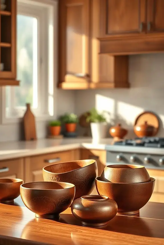 stylish brown bowl arrangements