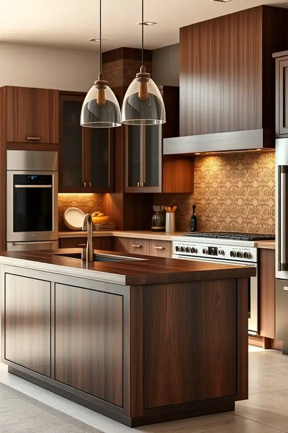 stylish brown island backsplash