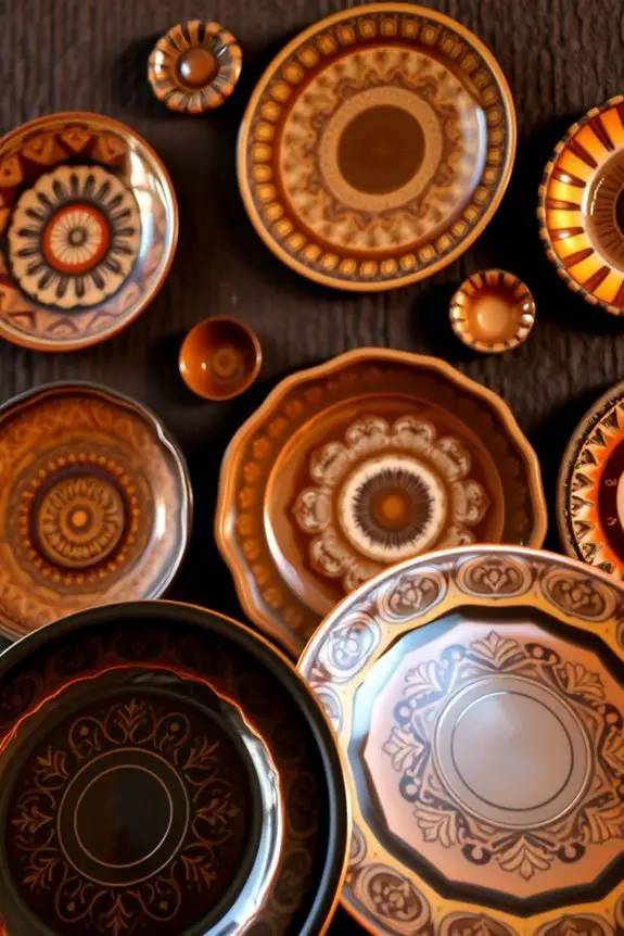 stylish brown plate arrangements
