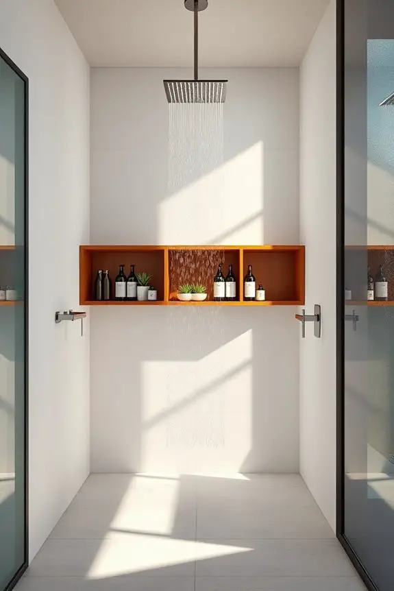 stylish built in bathroom shelving