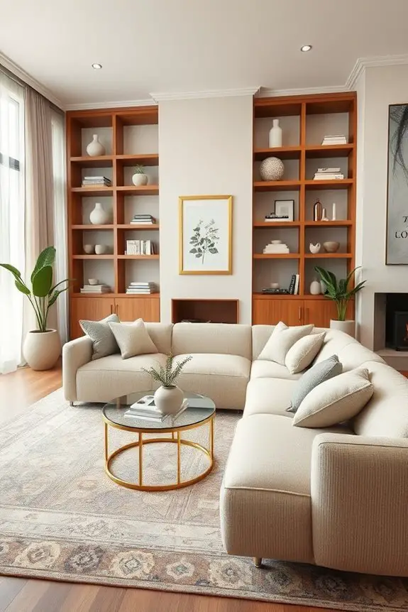 stylish built in display shelving