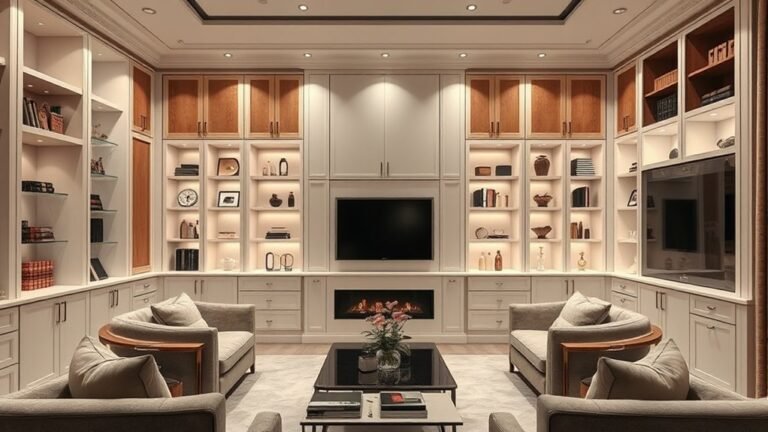 stylish built in living room cupboards