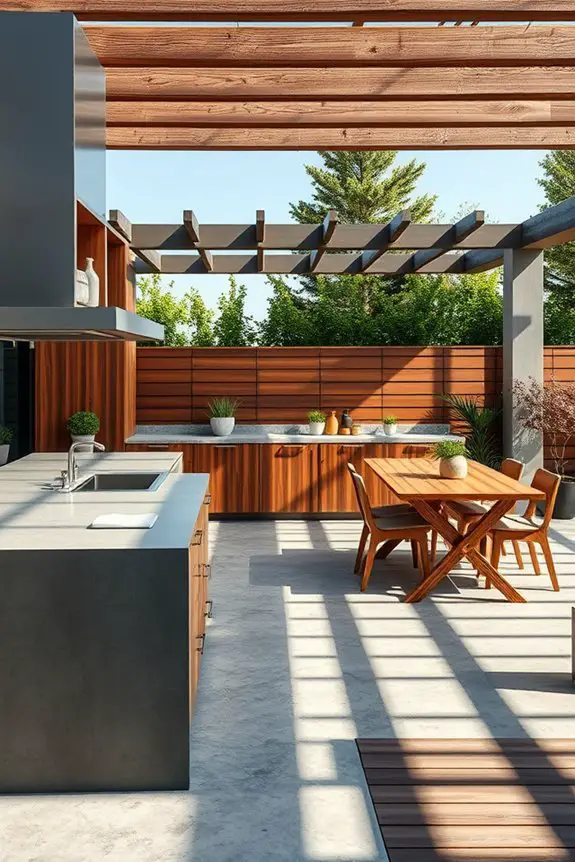 stylish concrete and wood kitchen
