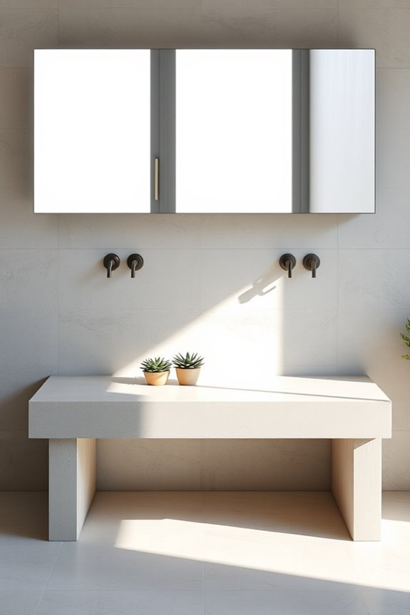 stylish concrete bathroom benches