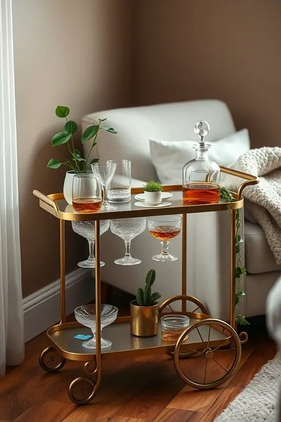 stylish corner bar cart