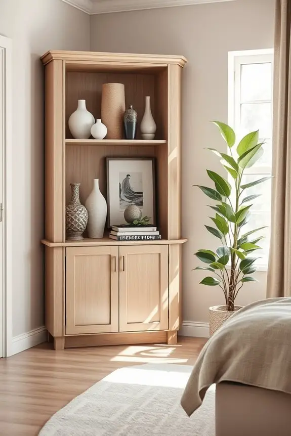 stylish corner cabinet displays
