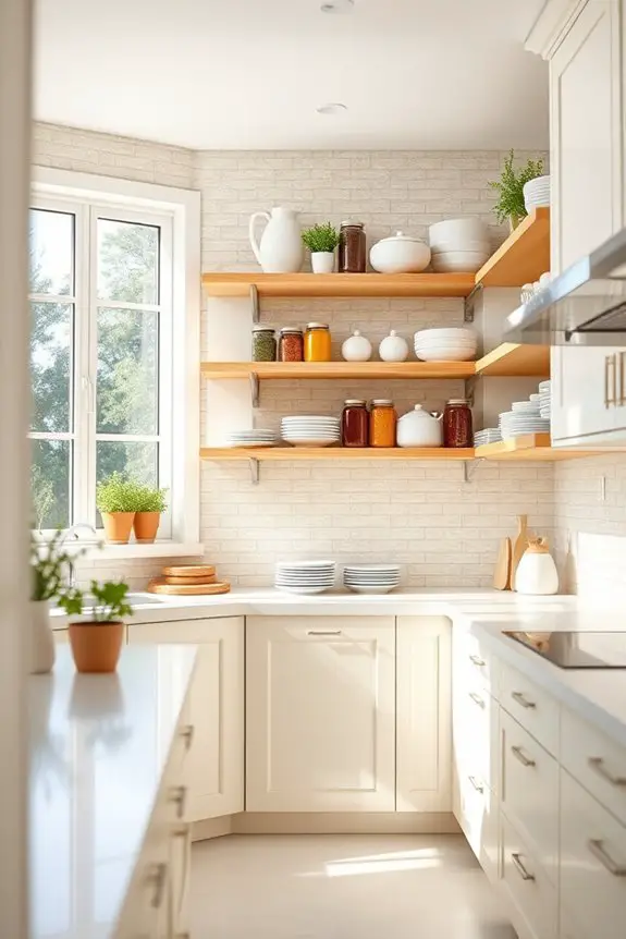 stylish cream and white shelving