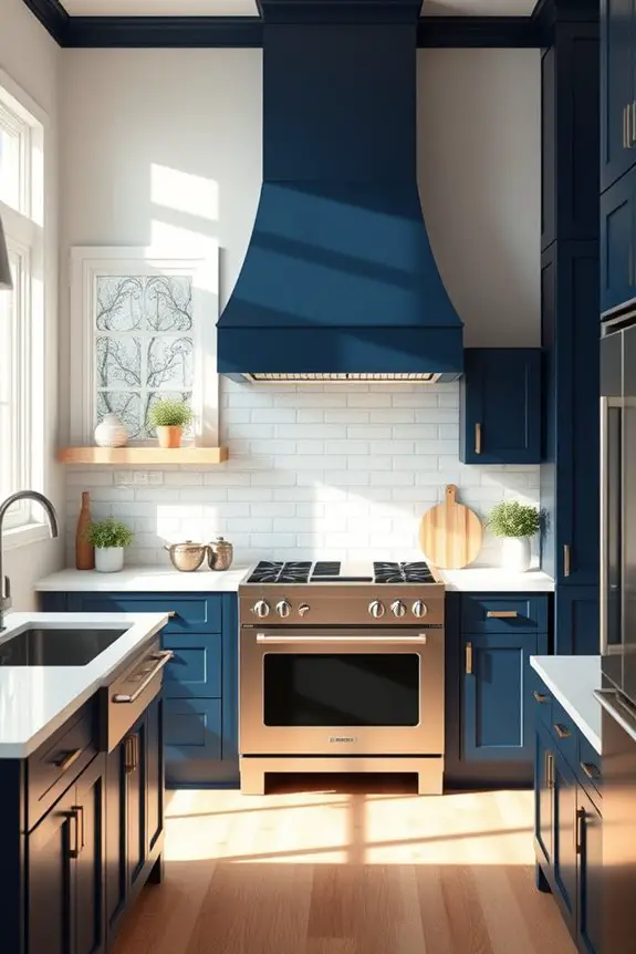 stylish dark blue range hood
