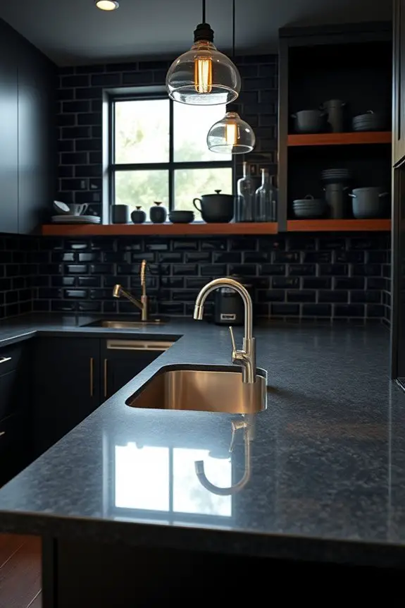 stylish dark tile backsplashes