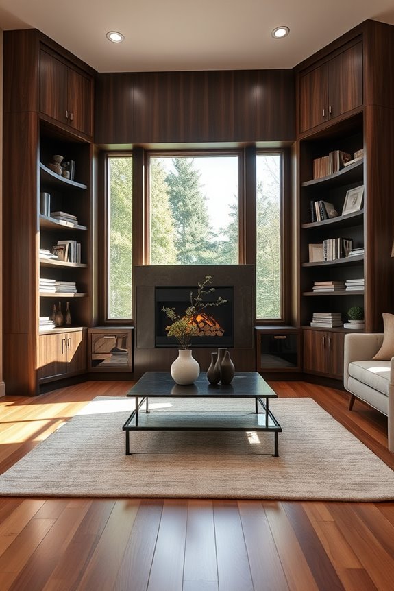 stylish dark wood built ins