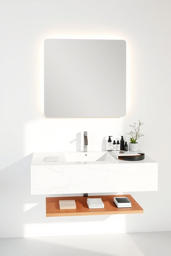 stylish floating makeup vanity