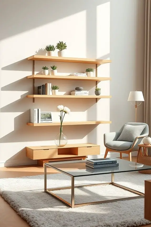 stylish floating shelf display