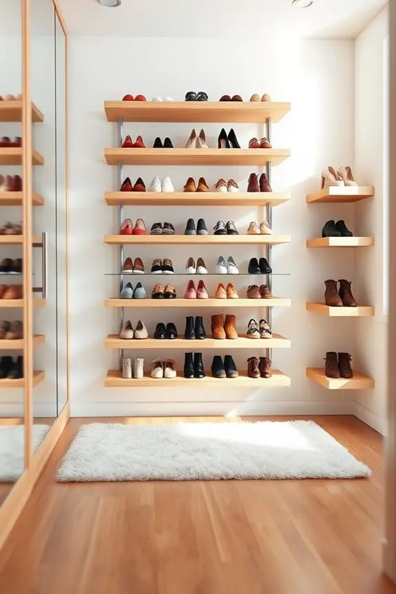 stylish floating shoe shelves