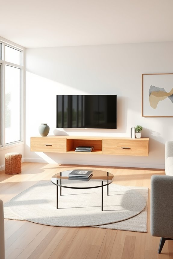 stylish floating tv storage