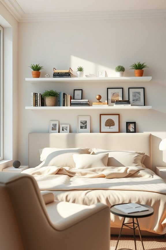 stylish functional bedroom shelves