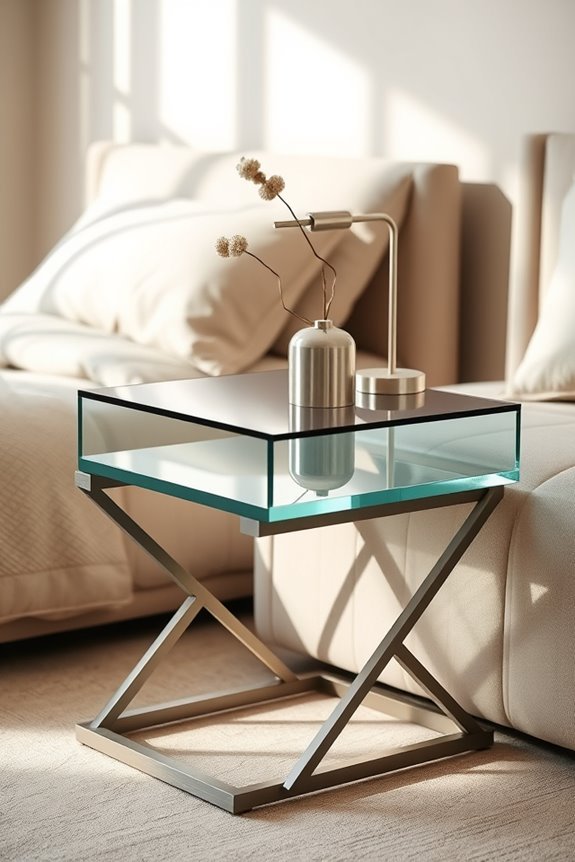 stylish glass and steel table