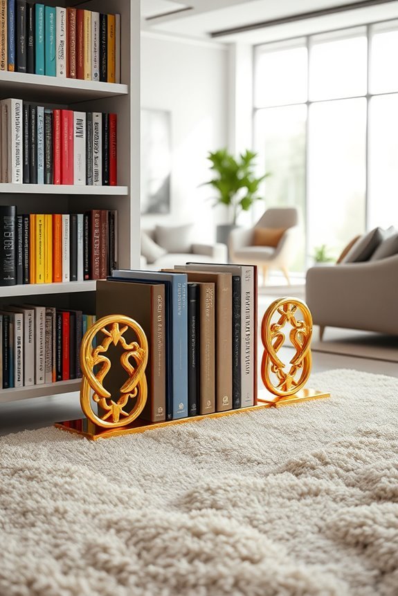 stylish gold bookends display