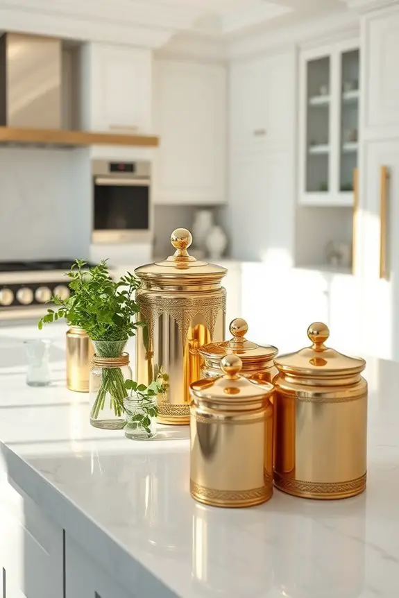 stylish gold kitchen storage