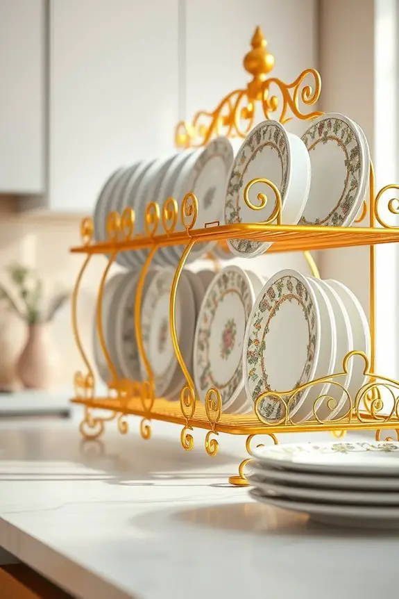stylish gold plate racks