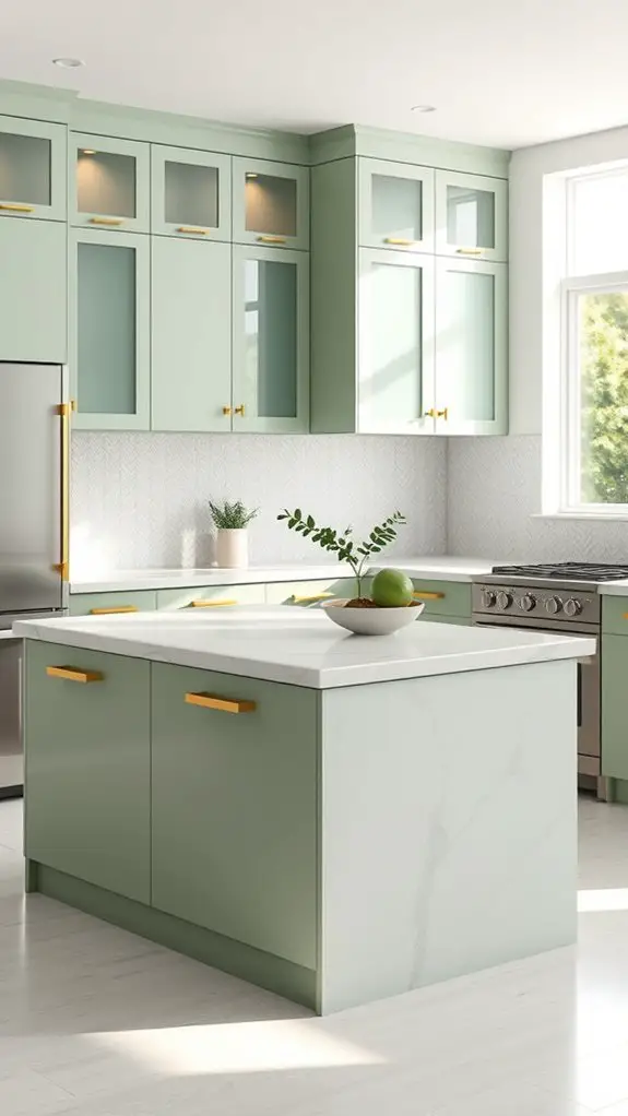 stylish green and gold hardware