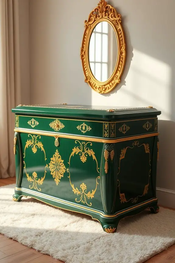 stylish green and gold storage