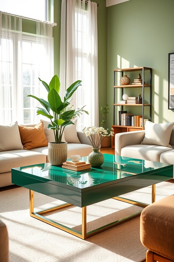 stylish green coffee table