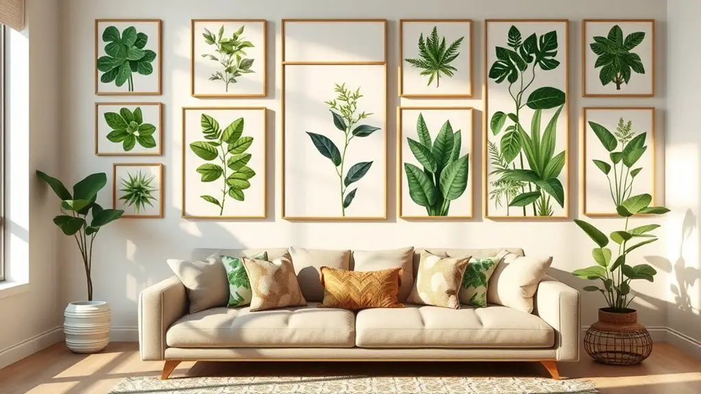 stylish green wall prints