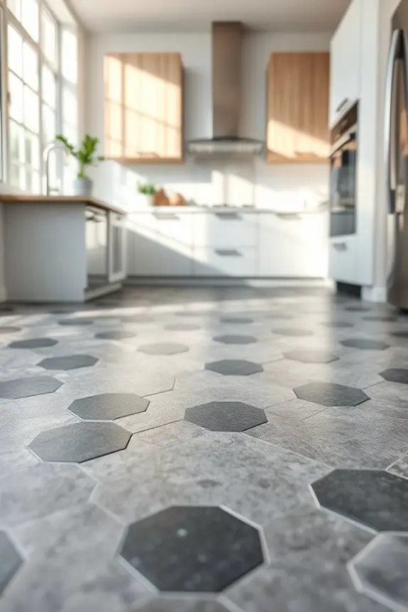 stylish grey hexagonal tiles