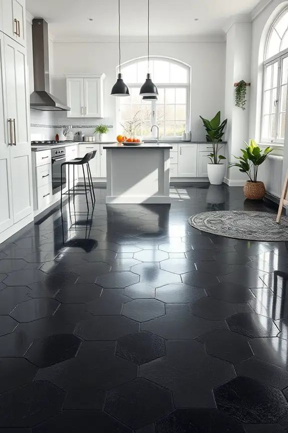 stylish hexagon black tiles