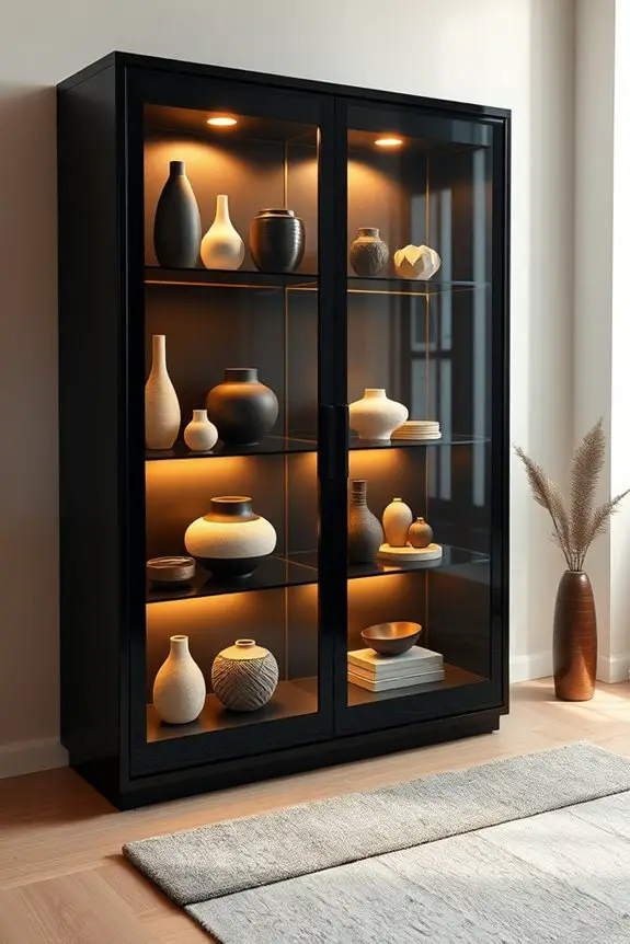 stylish illuminated display cabinet