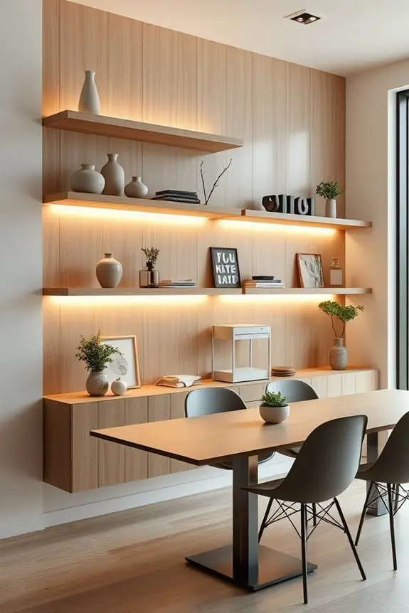 stylish illuminated shelving design