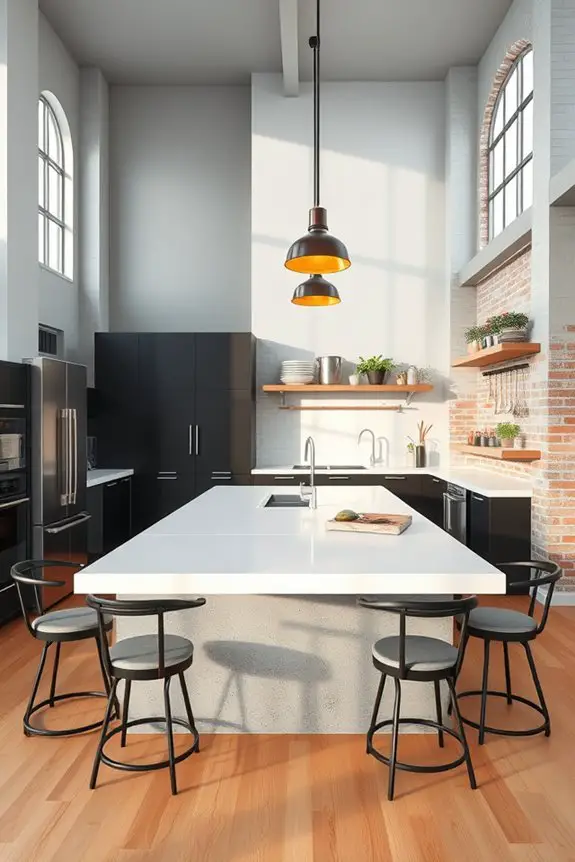 stylish industrial loft kitchen