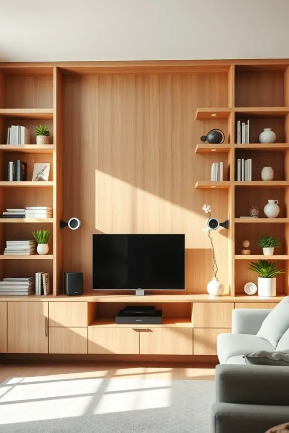 stylish integrated audio shelves