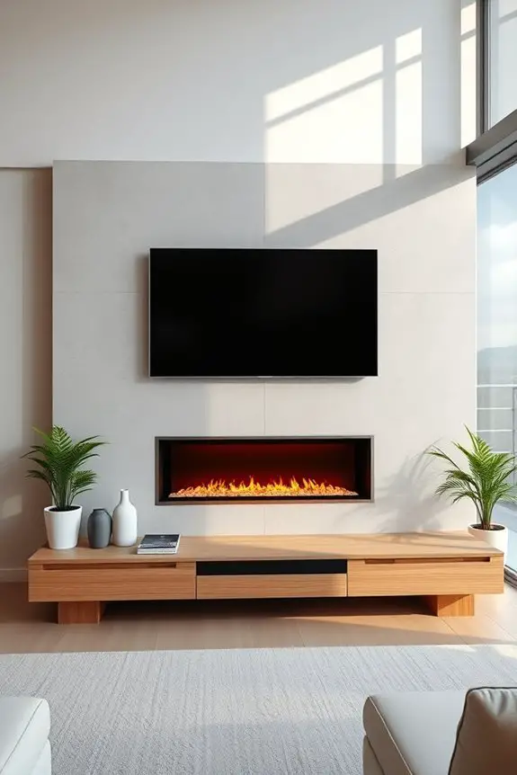 stylish integrated fireplace design
