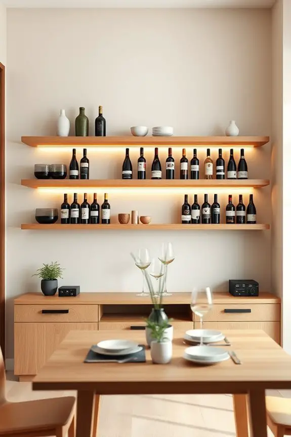 stylish integrated wine storage