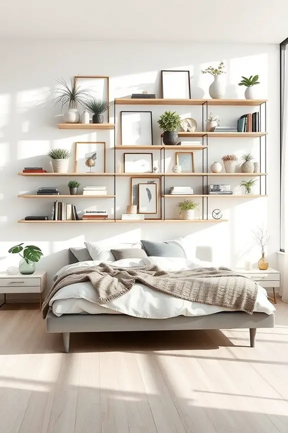 stylish layered wall shelving