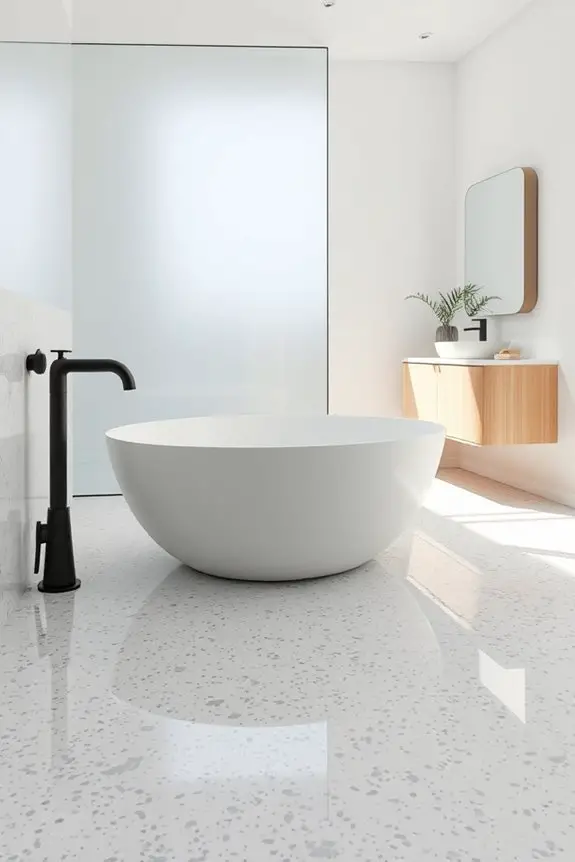 stylish low maintenance bathroom flooring