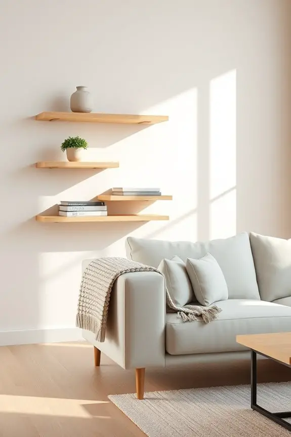 stylish minimalist floating shelves