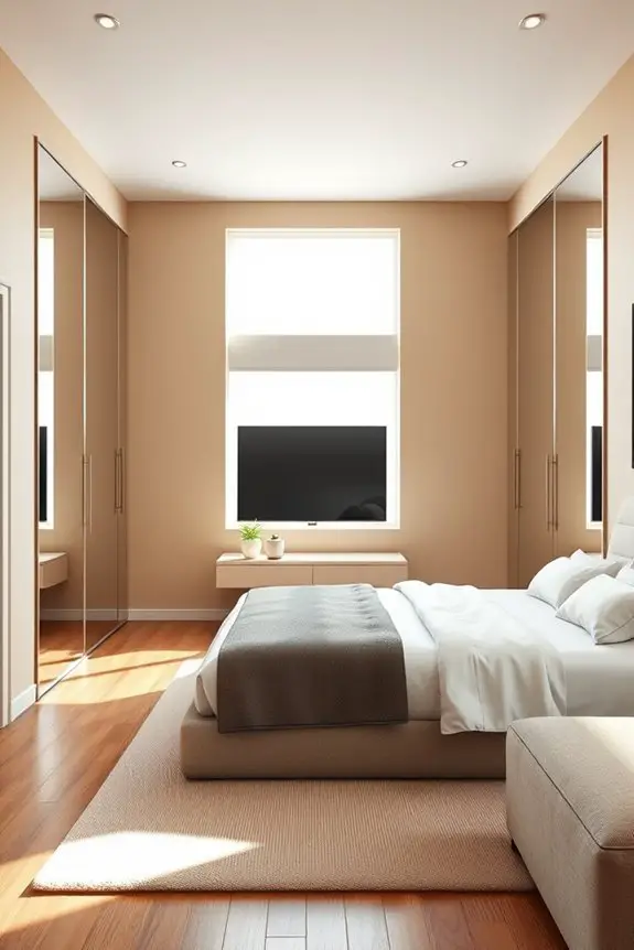 stylish mirrored closet tv