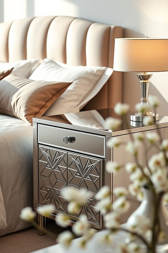 stylish mirrored nightstand elegance