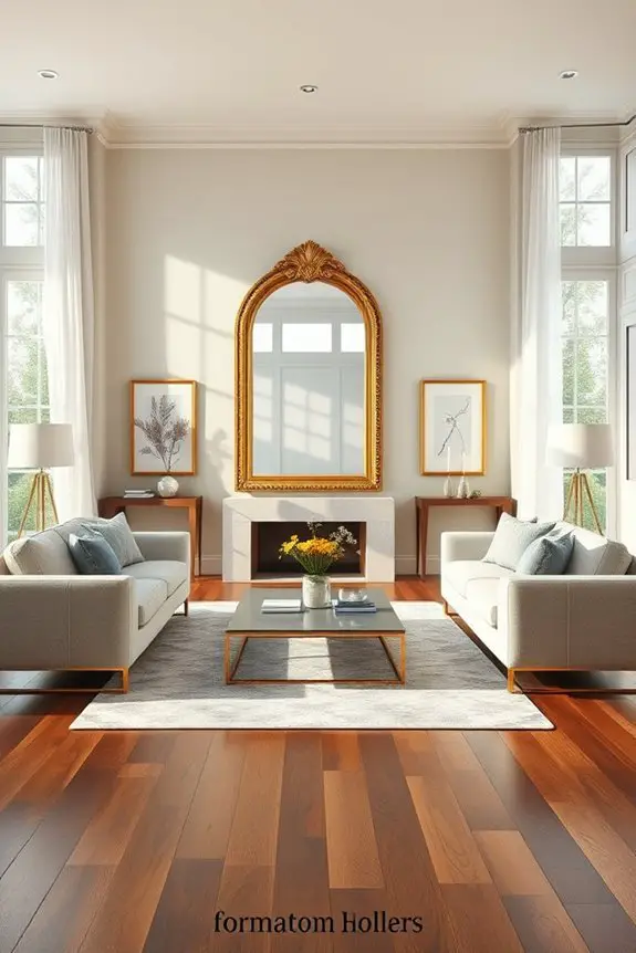 stylish mirrors enhance entryway
