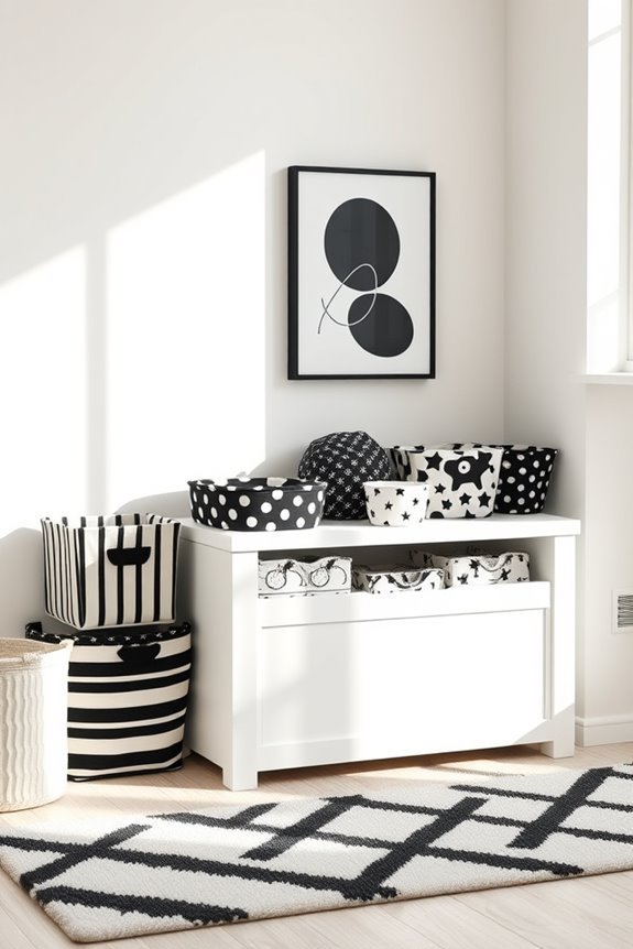 stylish monochrome toy storage