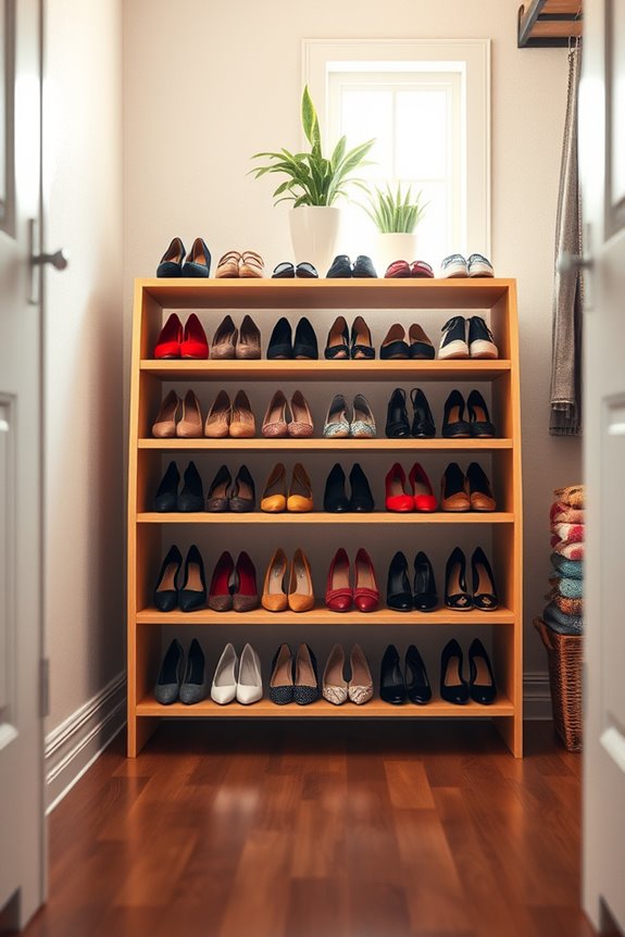stylish multi tiered shoe organization