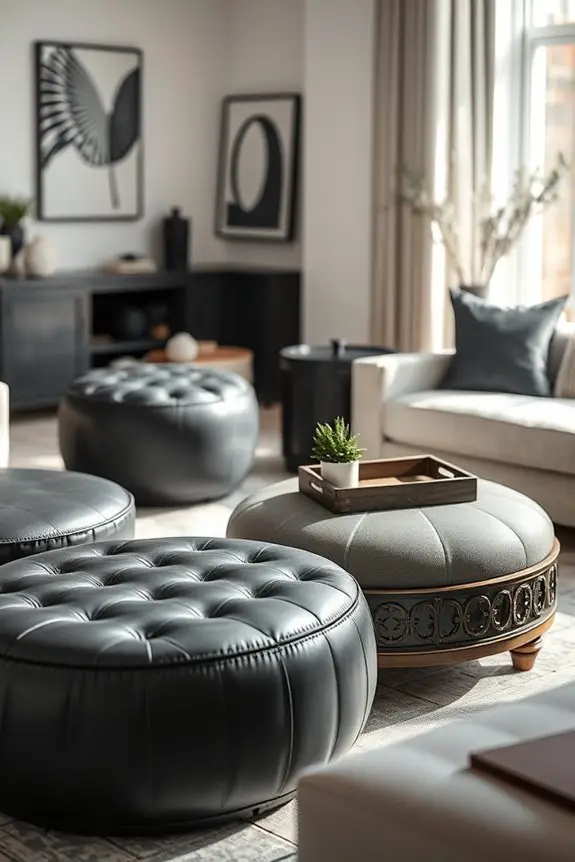 stylish multifunctional black ottomans