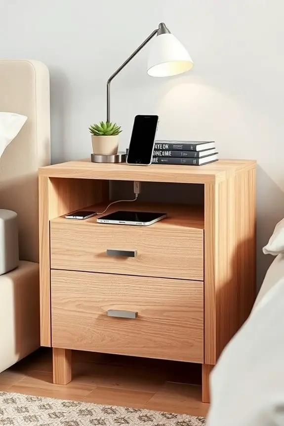 stylish nightstand with charging
